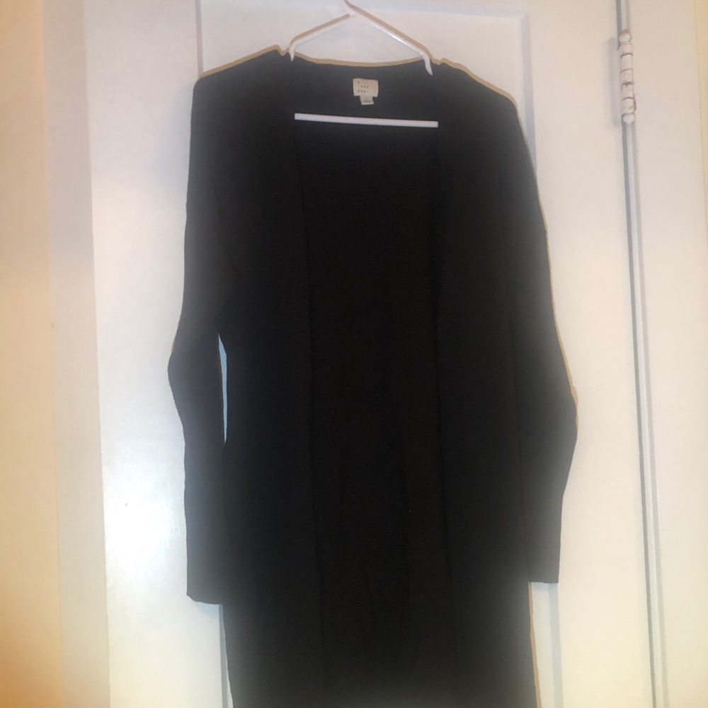 Black open front cardigan